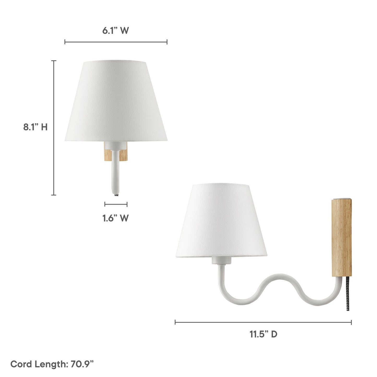 Sunlit Squiggle Arm Wall Sconce by Modway EEI-6881-NAT-WHI