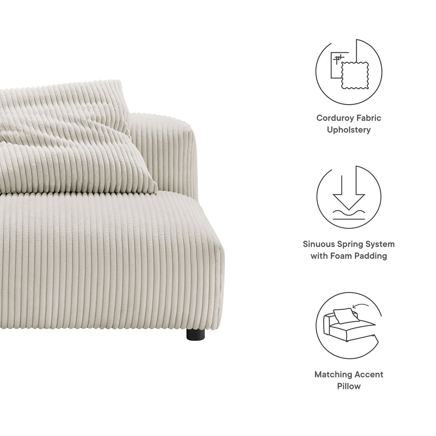 Solace Modular Upholstered Armless Chair by Modway