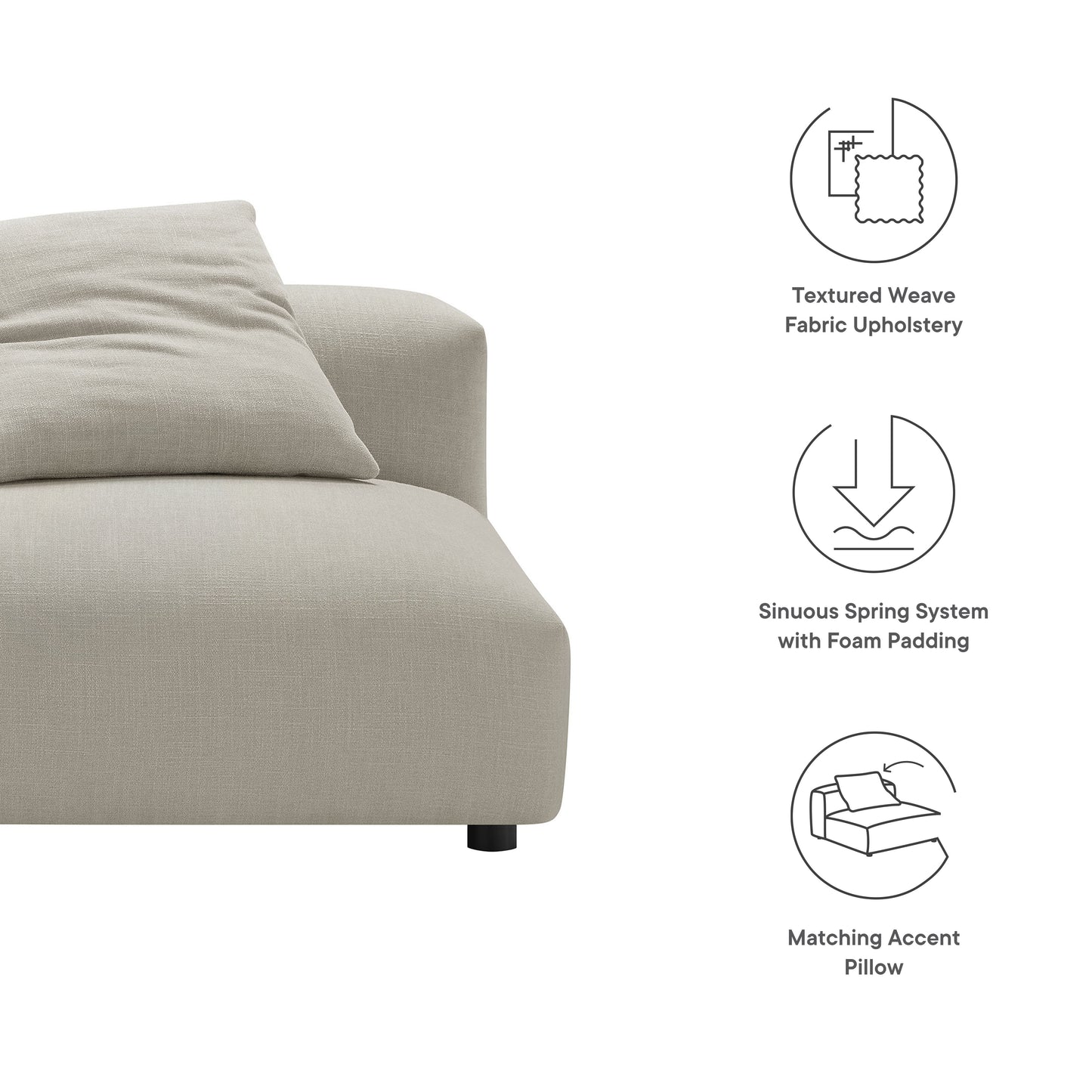 Solace Modular Upholstered Armless Chair by Modway