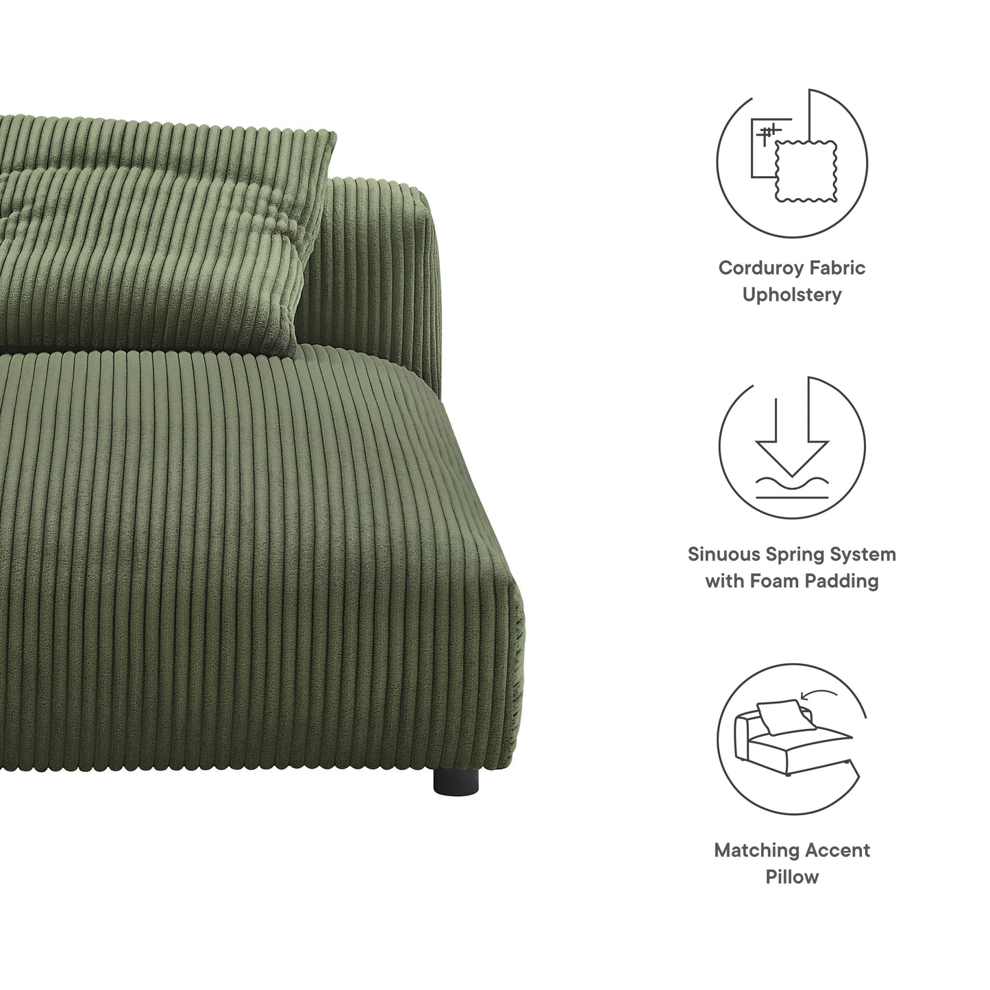 Solace Modular Corduroy Upholstered Armless Chaise Lounge by Modway EEI-6886-FRN
