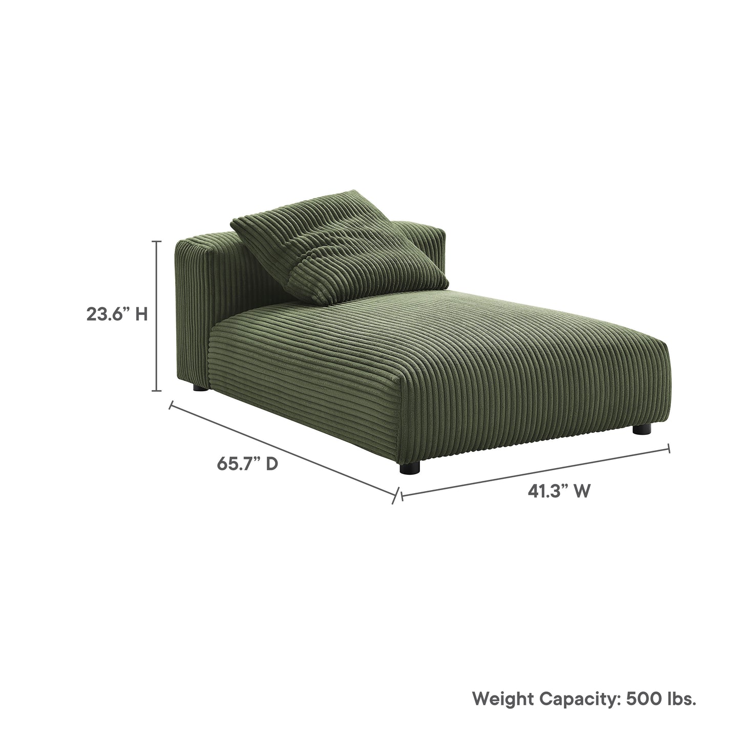 Solace Modular Corduroy Upholstered Armless Chaise Lounge by Modway EEI-6886-FRN
