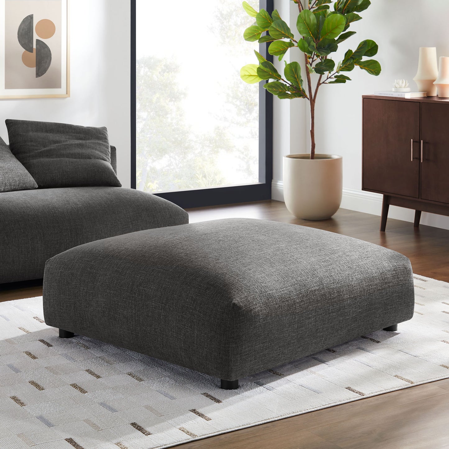 Solace Modular Upholstered Fabric Ottoman by Modway EEI-6889-CHA
