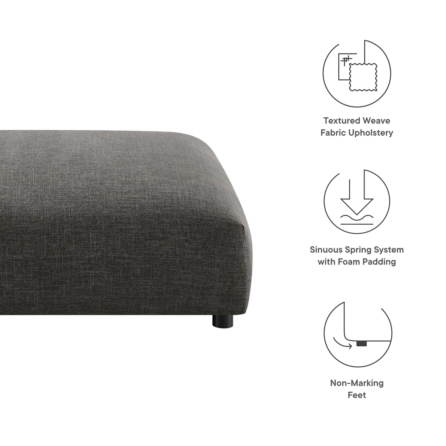 Solace Modular Upholstered Fabric Ottoman by Modway EEI-6889-CHA