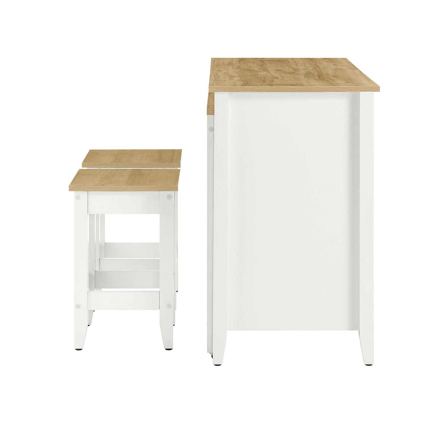 Farmstead 3-Piece Kitchen Island and Stool Set by Modway EEI-6895-OAK-WHI