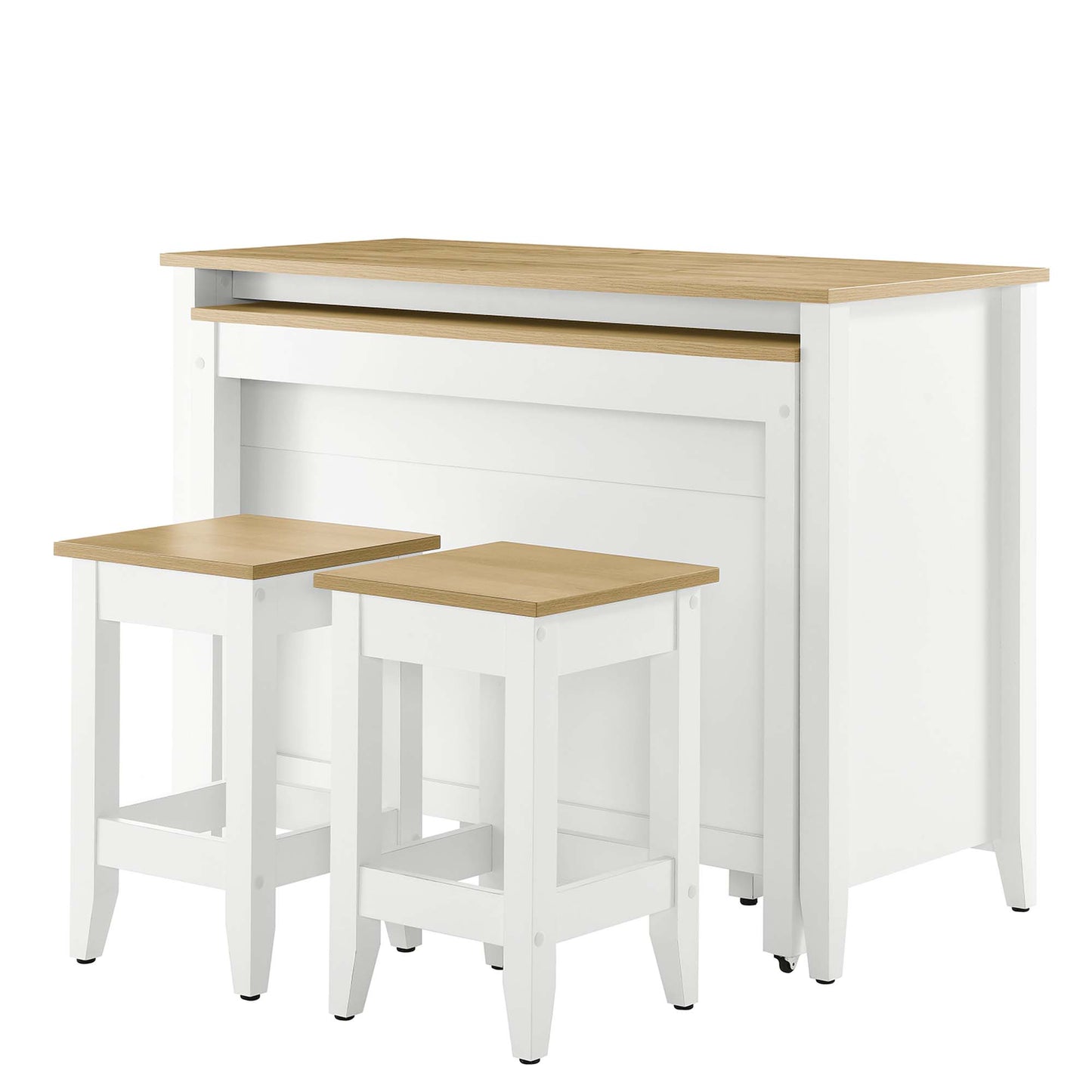 Farmstead 3-Piece Kitchen Island and Stool Set by Modway EEI-6895-OAK-WHI