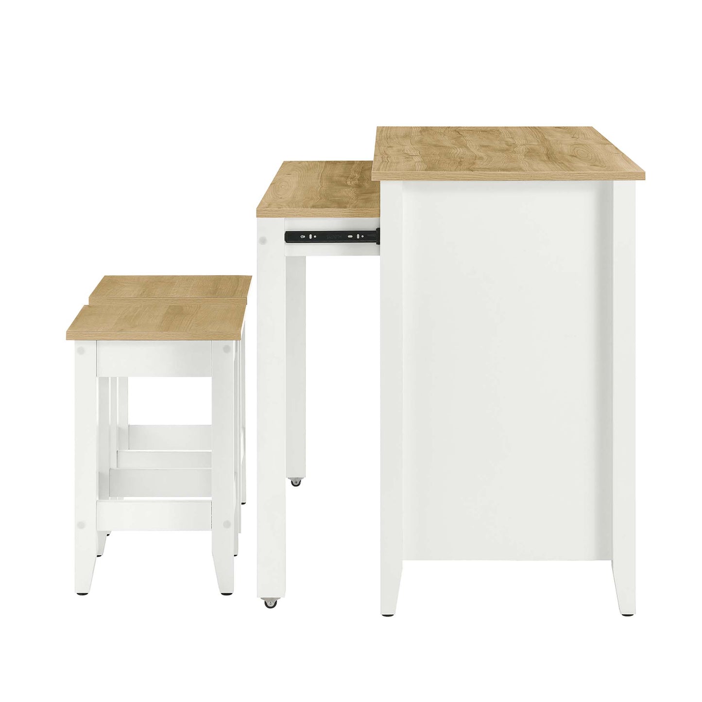 Farmstead 3-Piece Kitchen Island and Stool Set by Modway EEI-6895-OAK-WHI