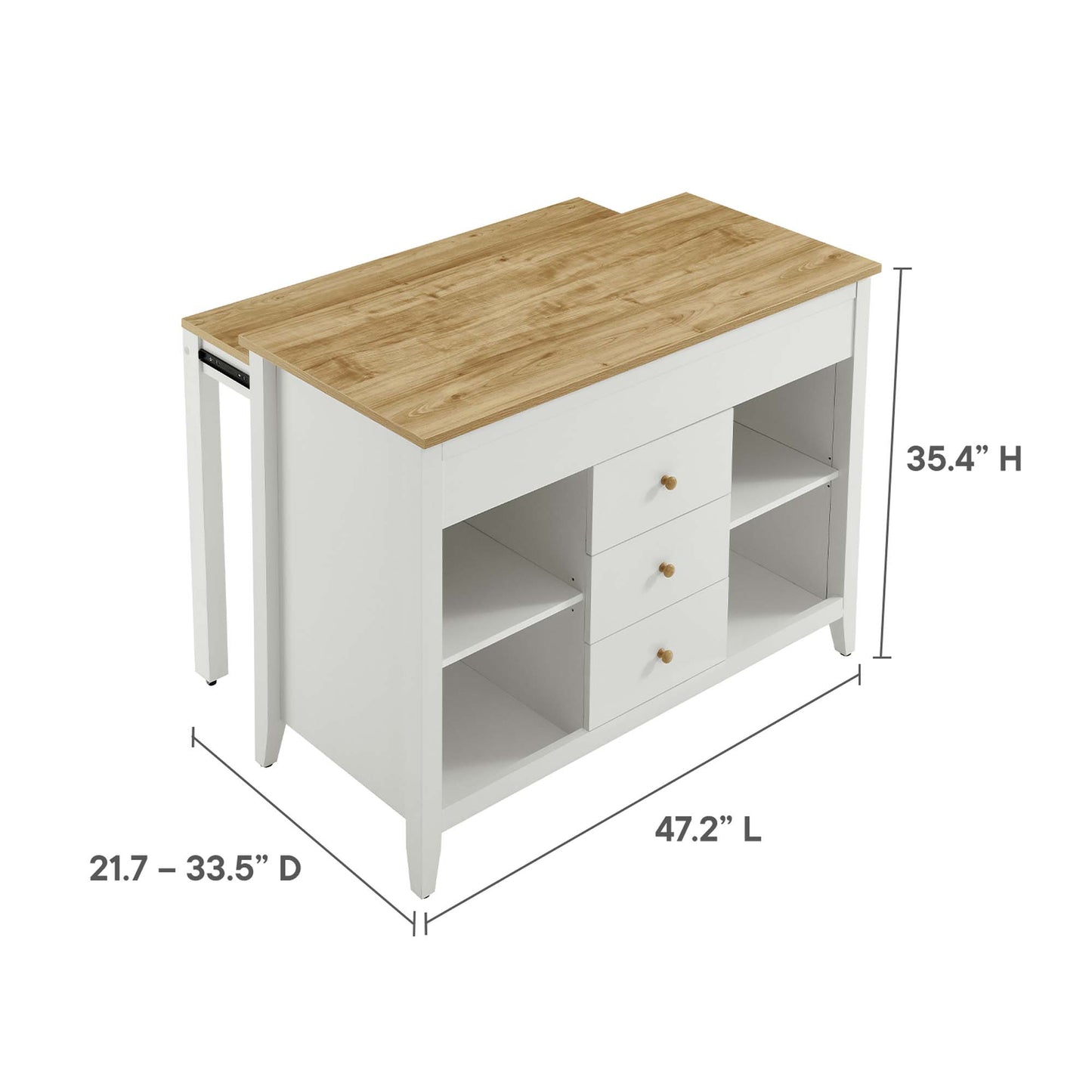 Farmstead 3-Piece Kitchen Island and Stool Set by Modway EEI-6895-OAK-WHI