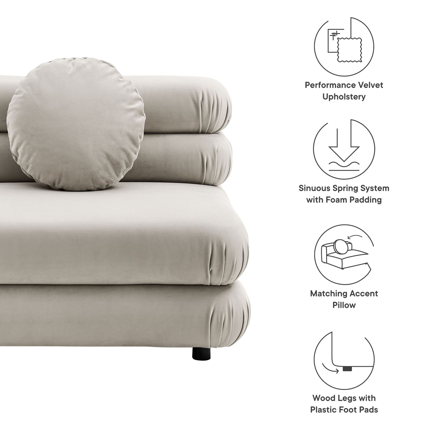 Jubilee Modular Performance Velvet Armless Chair by Modway