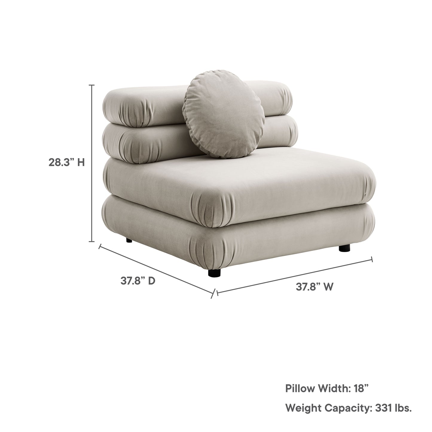 Jubilee Modular Performance Velvet Armless Chair by Modway