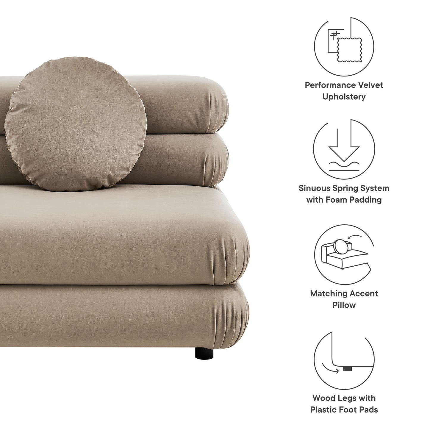 Jubilee Modular Performance Velvet Armless Chair by Modway