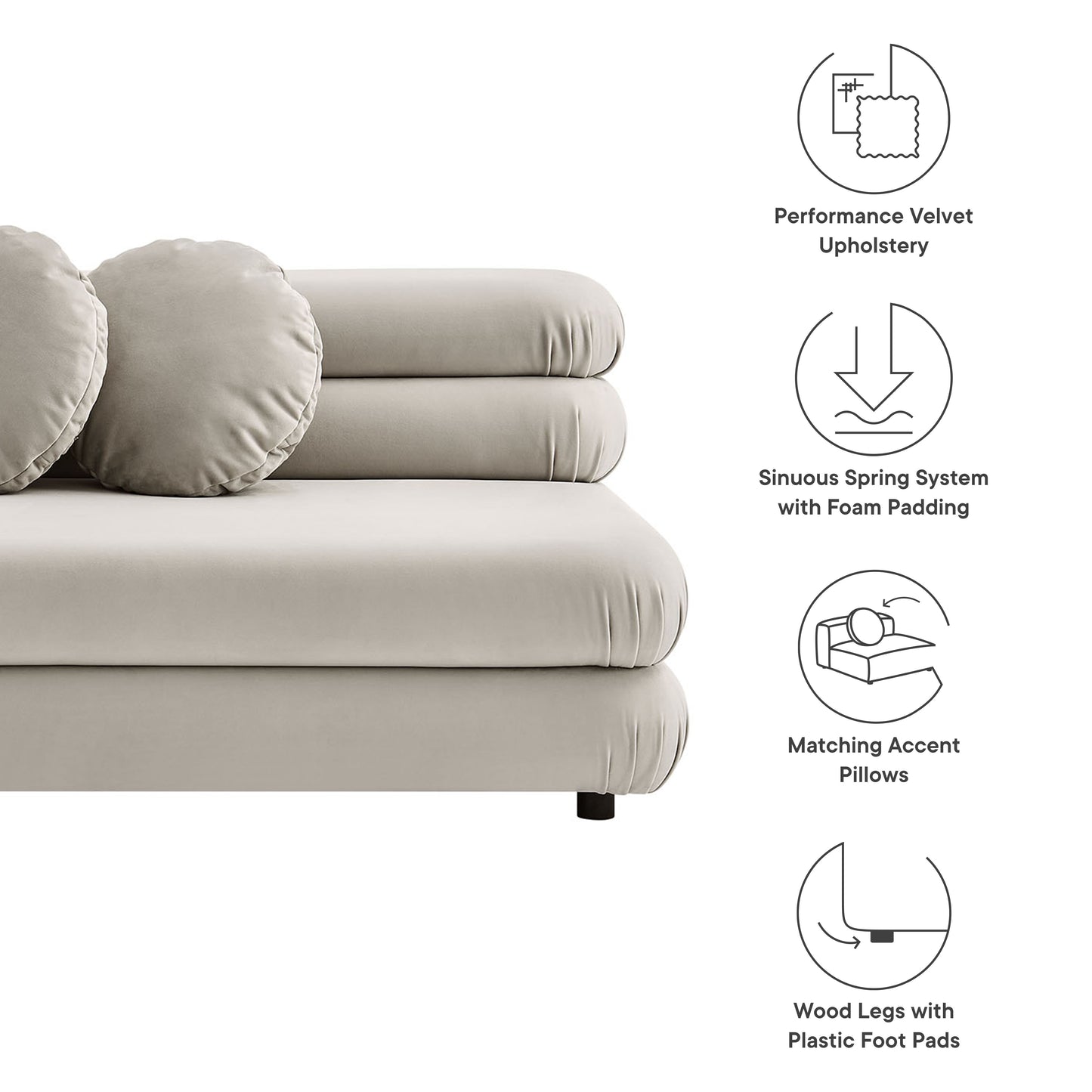 Jubilee Modular Performance Velvet Armless Loveseat by Modway
