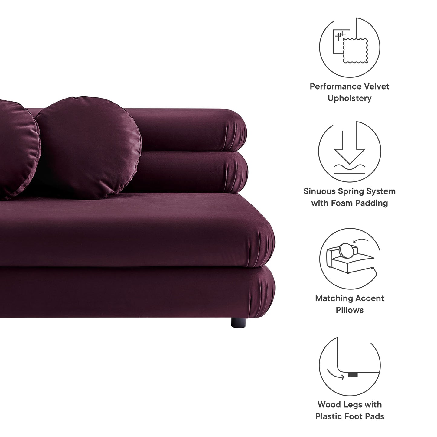 Jubilee Modular Performance Velvet Armless Loveseat by Modway