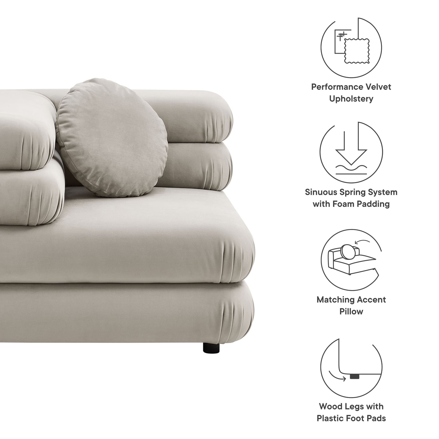 Jubilee Modular Performance Velvet Corner Chair by Modway