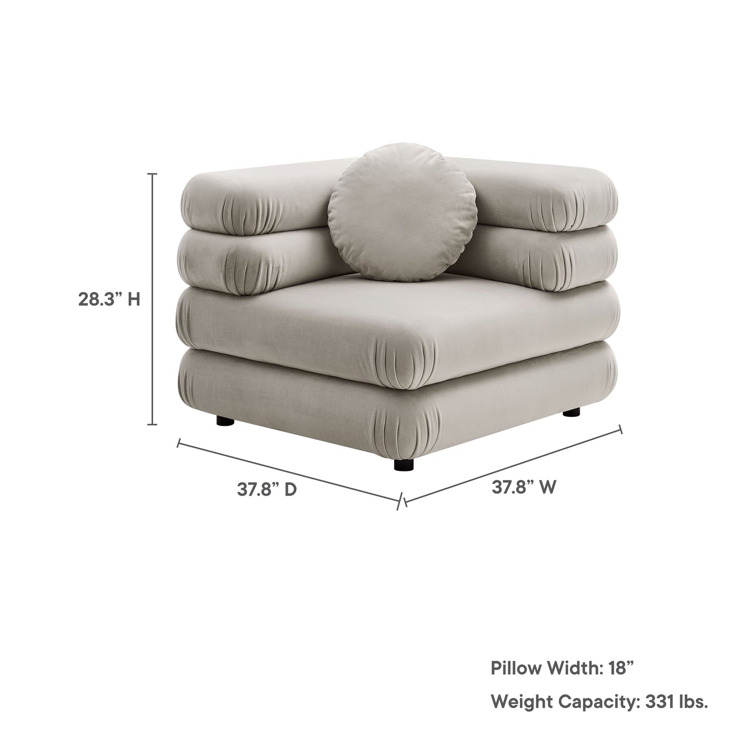 Jubilee Modular Performance Velvet Corner Chair by Modway