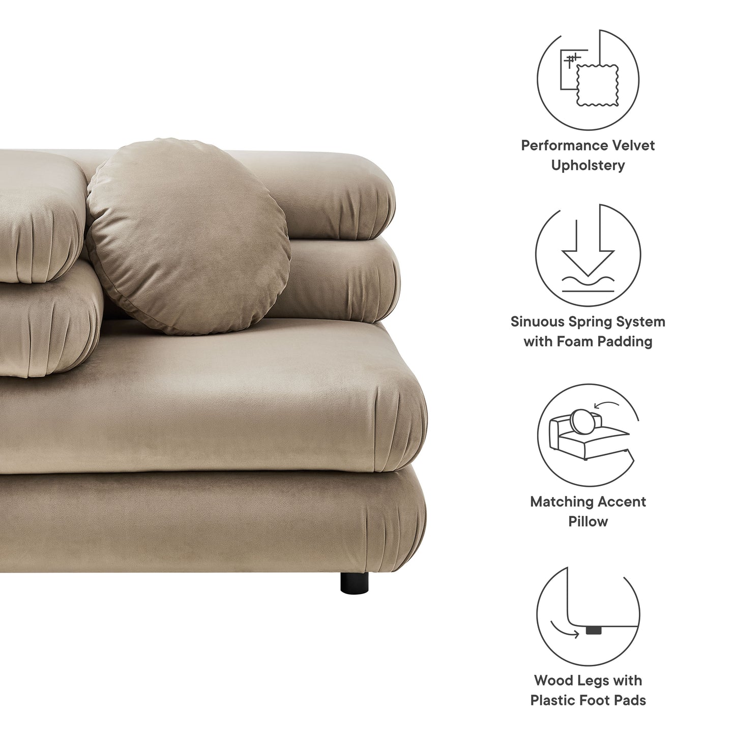 Jubilee Modular Performance Velvet Corner Chair by Modway