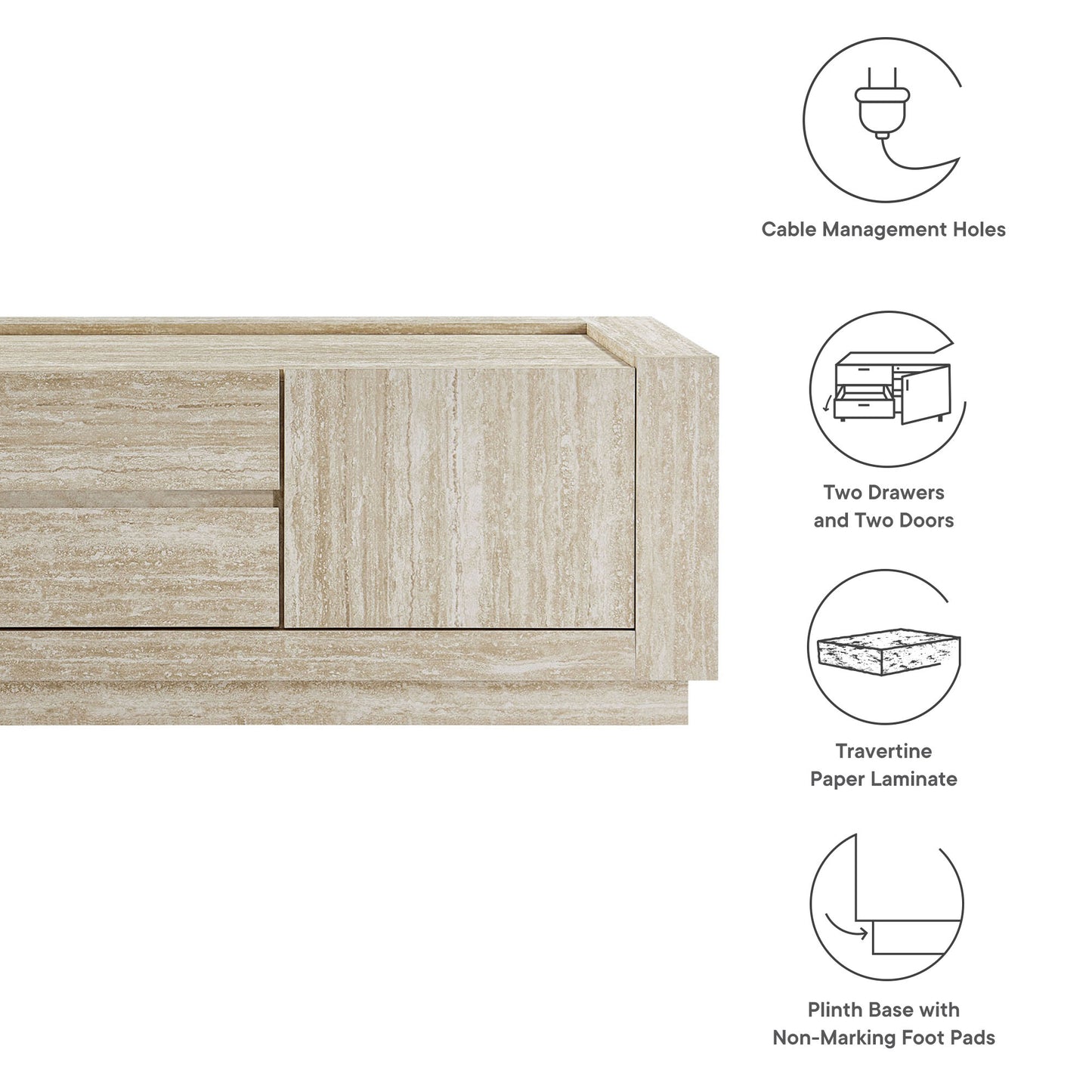 Hollis 59" Travertine TV Stand by Modway EEI-6907-TRA