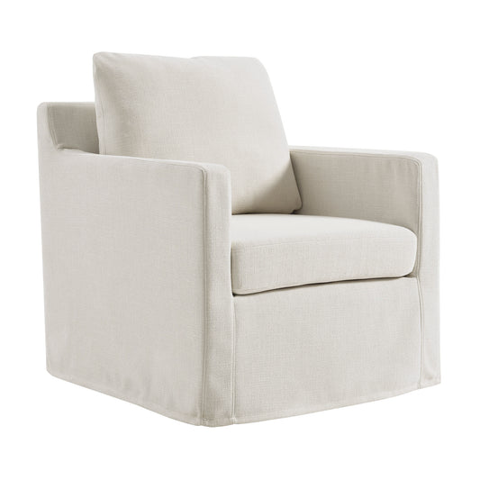 Serene Linen Slipcovered Swivel Armchair