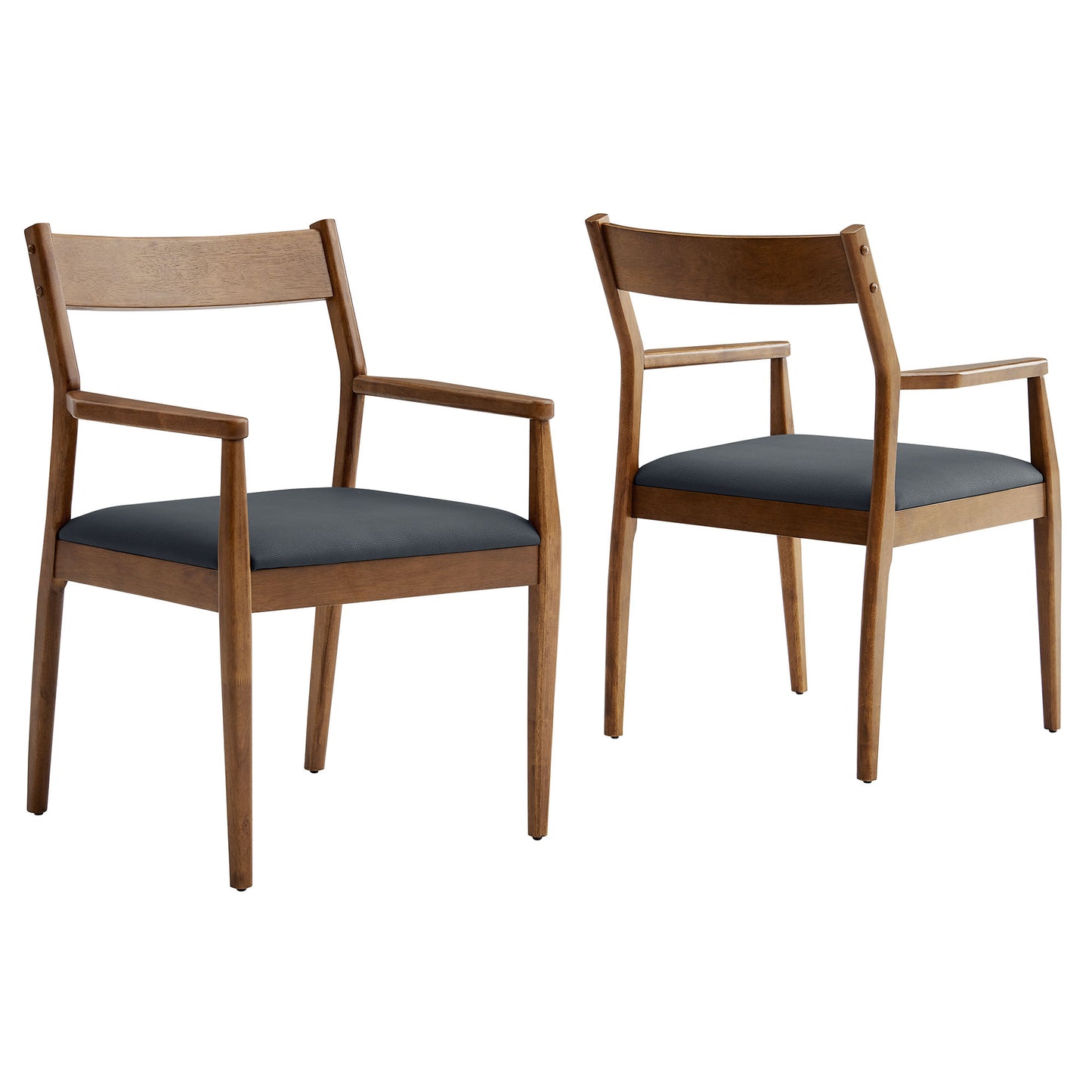 Solara Fabric and Vegan Leather Wood Dining Armchairs Set of 2