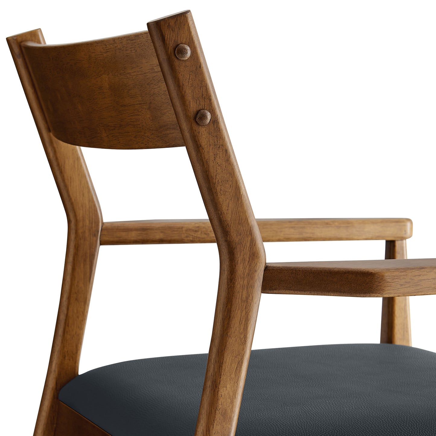 Solara Fabric and Vegan Leather Wood Dining Armchairs Set of 2