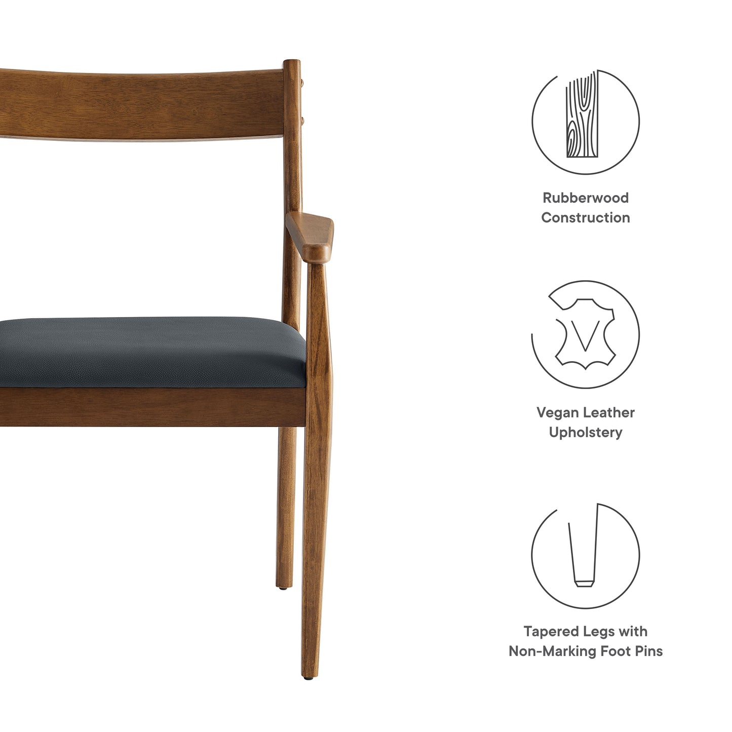 Solara Fabric and Vegan Leather Wood Dining Armchairs Set of 2