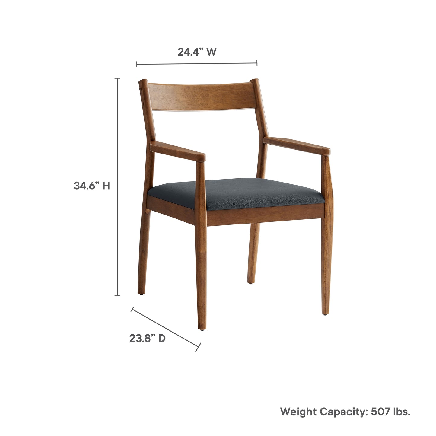 Solara Fabric and Vegan Leather Wood Dining Armchairs Set of 2