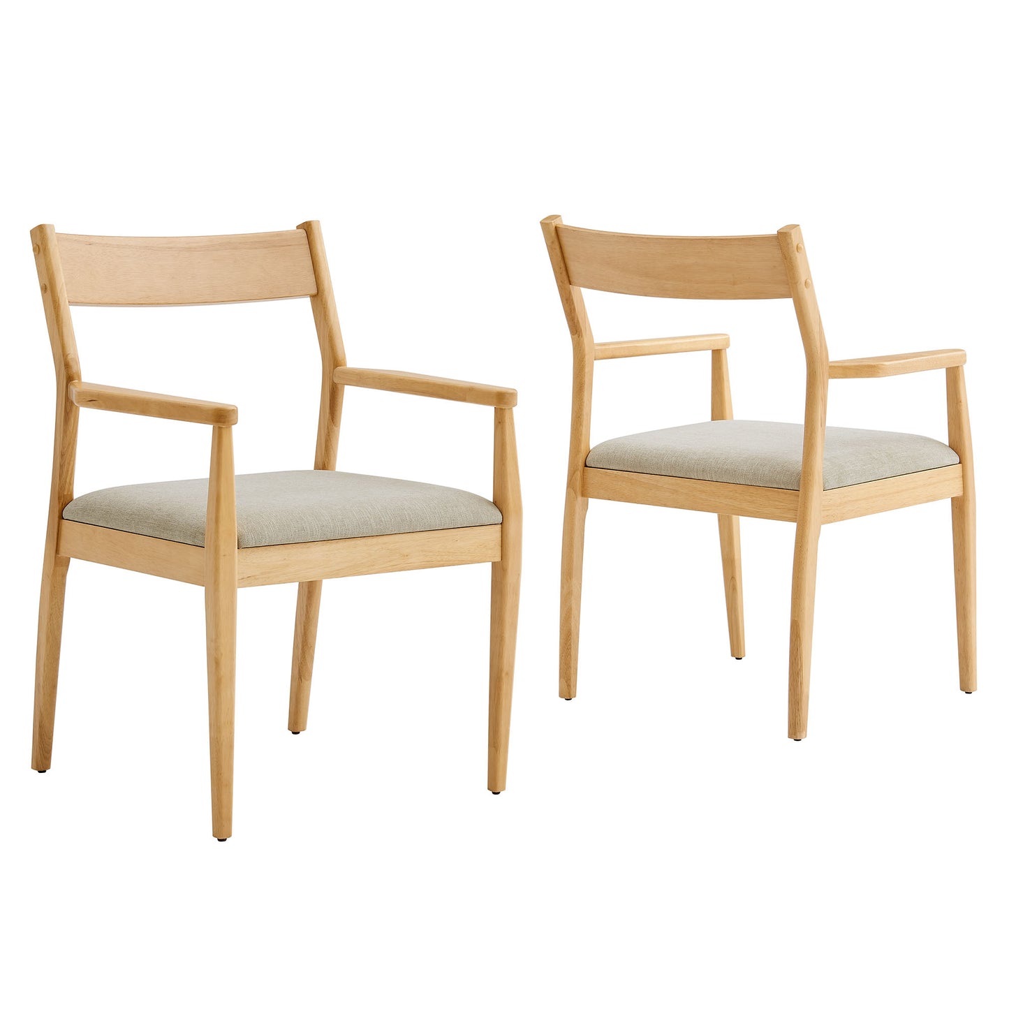 Solara Fabric and Vegan Leather Wood Dining Armchairs Set of 2
