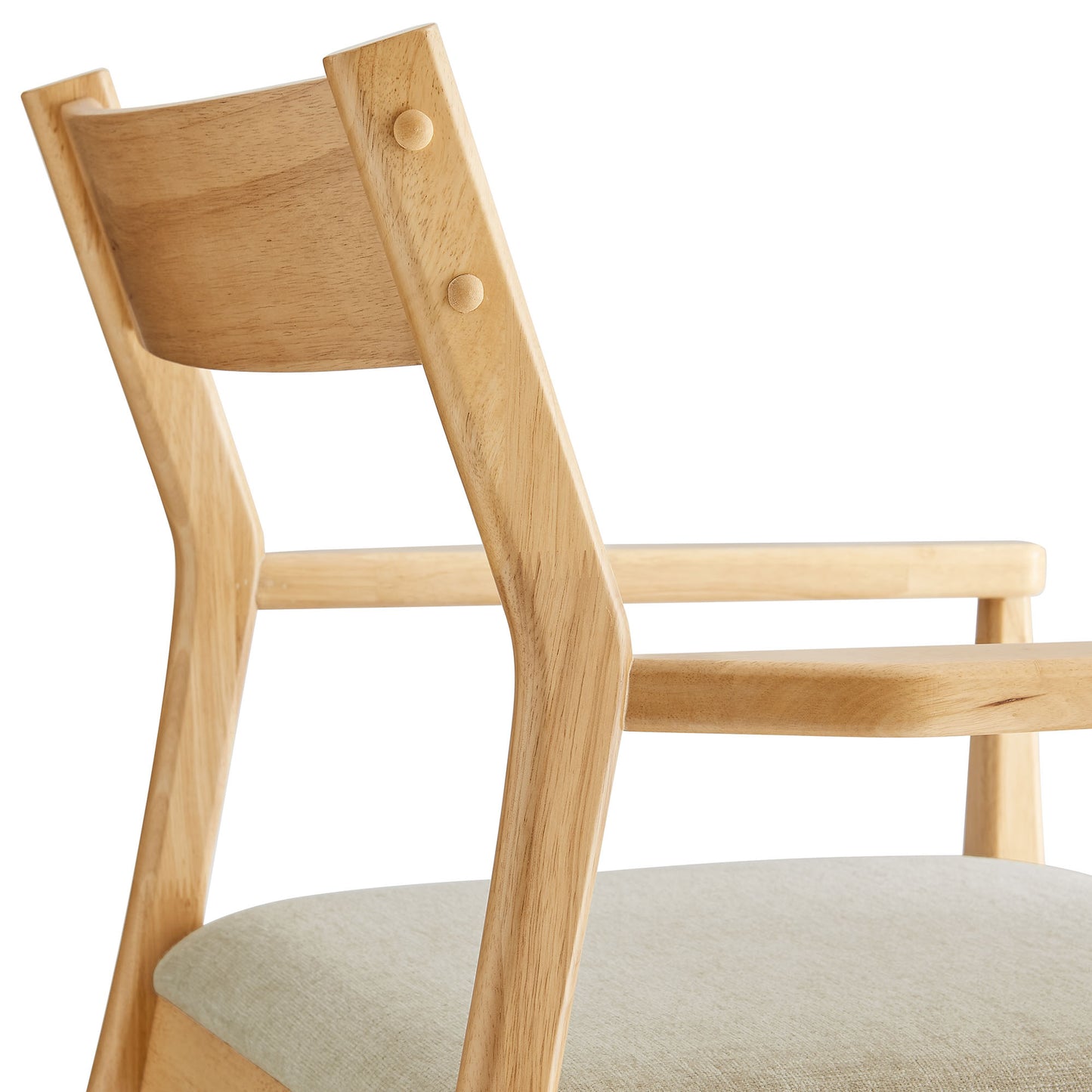 Solara Fabric and Vegan Leather Wood Dining Armchairs Set of 2
