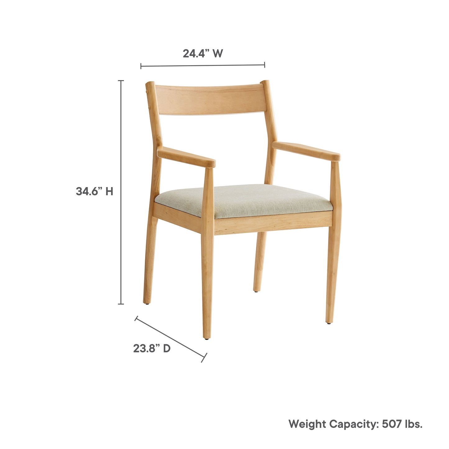 Solara Fabric and Vegan Leather Wood Dining Armchairs Set of 2