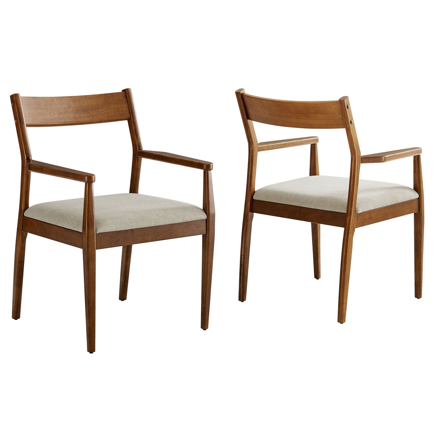 Solara Fabric and Vegan Leather Wood Dining Armchairs Set of 2