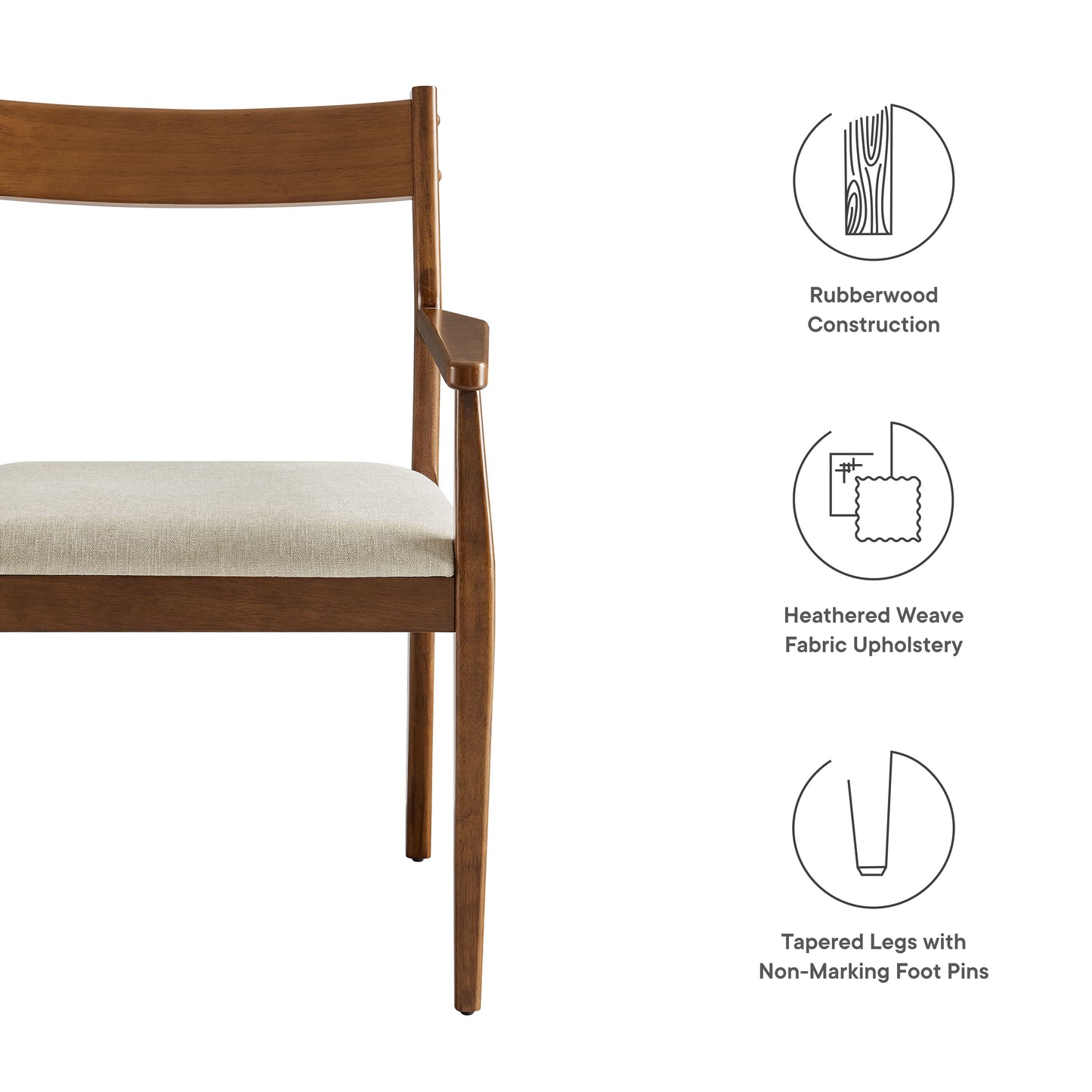Solara Fabric and Vegan Leather Wood Dining Armchairs Set of 2