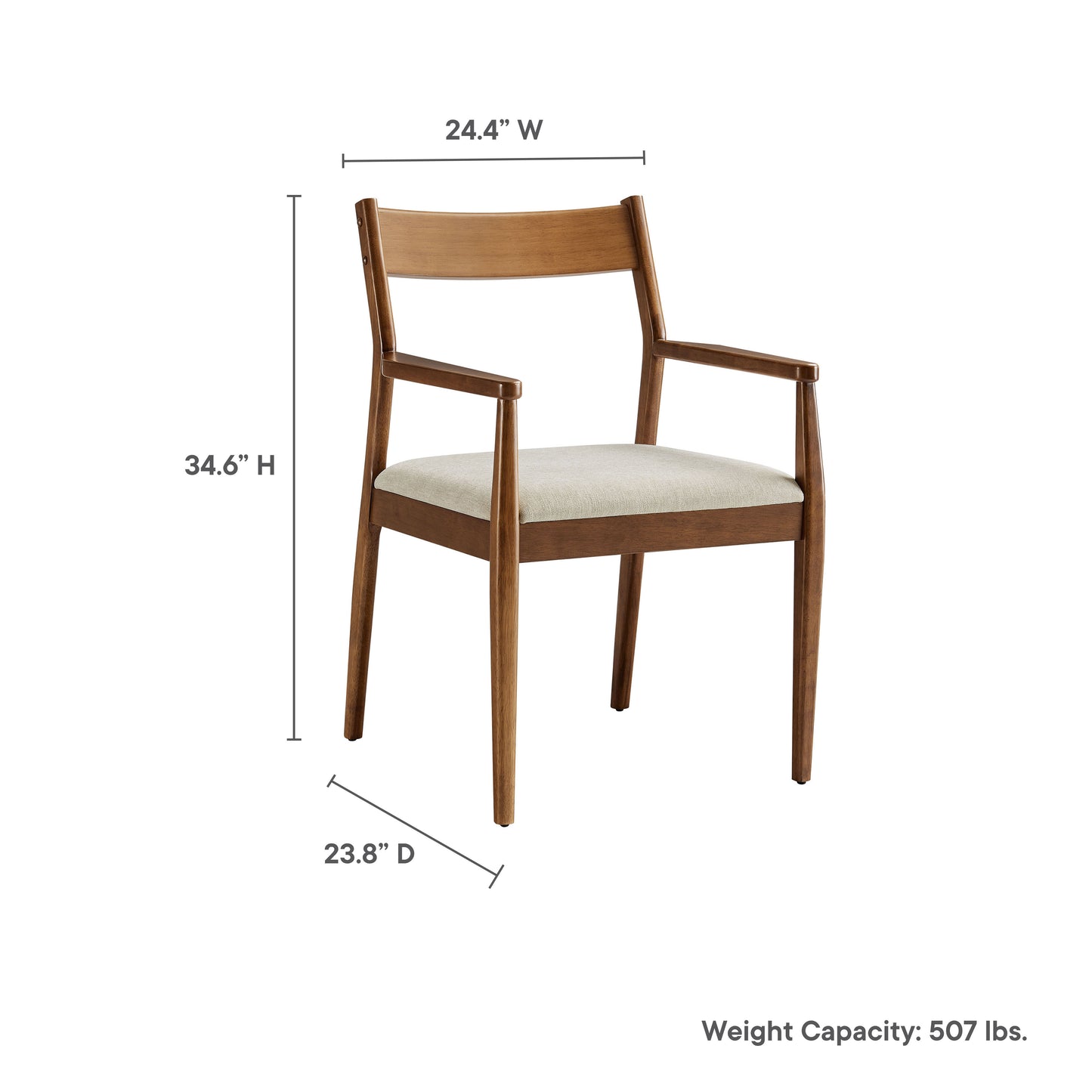 Solara Fabric and Vegan Leather Wood Dining Armchairs Set of 2