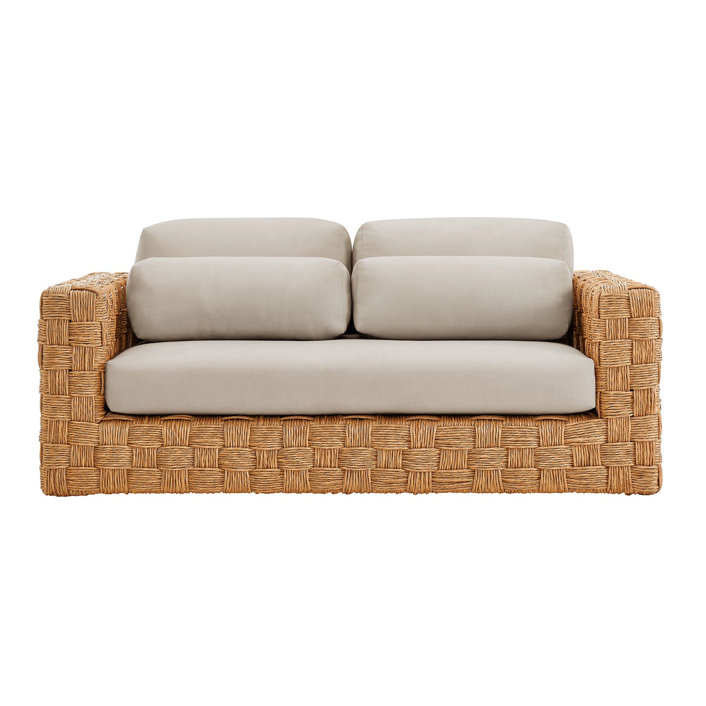 Thames Outdoor Patio Wicker Outdoor Patio Rattan Loveseat by Modway EEI-6924-NAT-LGR