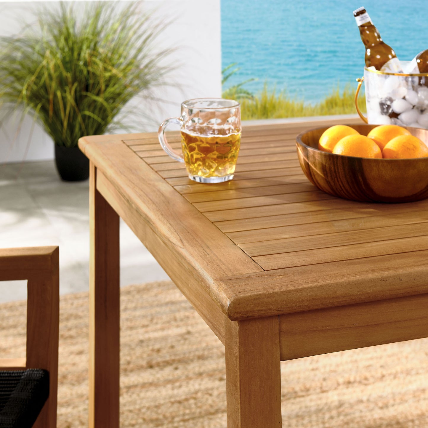 Vienna 3-Piece Outdoor Patio Teak and Rope Dining Set with Armchairs and Armless Chairs by Modway