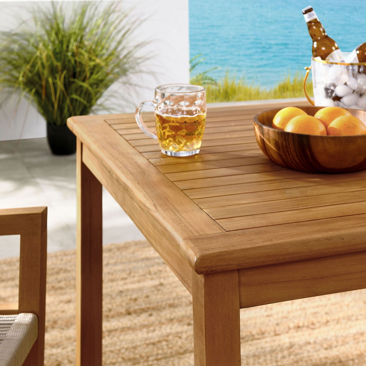 Vienna 3-Piece Outdoor Patio Teak and Rope Dining Set with Armchairs and Armless Chairs by Modway