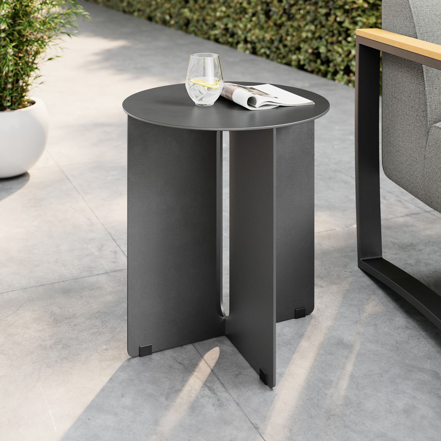 Tecton Outdoor Patio Aluminum Side Table by Modway EEI-6946-CHA