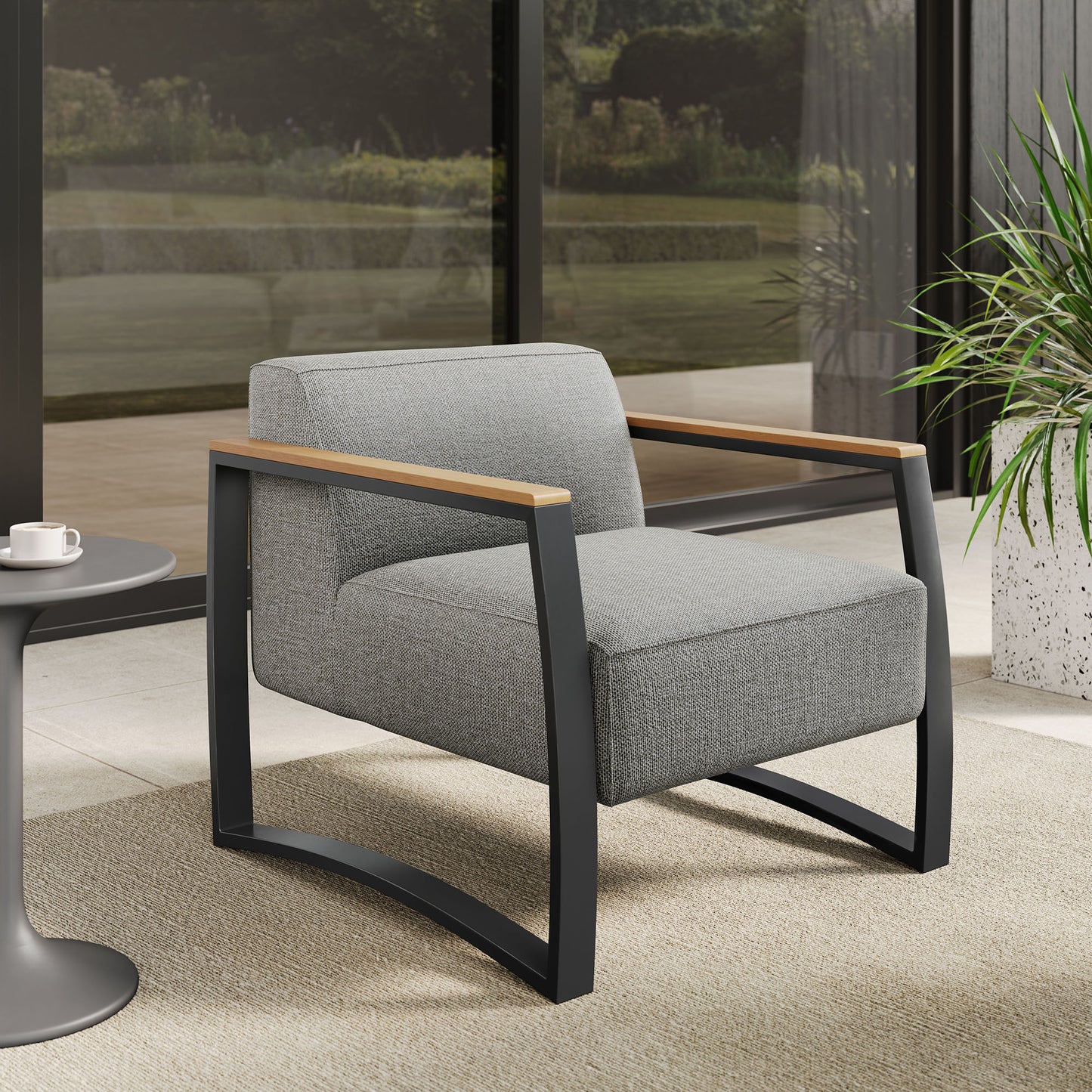 Sauve Outdoor Patio Aluminum and Fabric Armchair by Modway EEI-6947-CHA-LGR