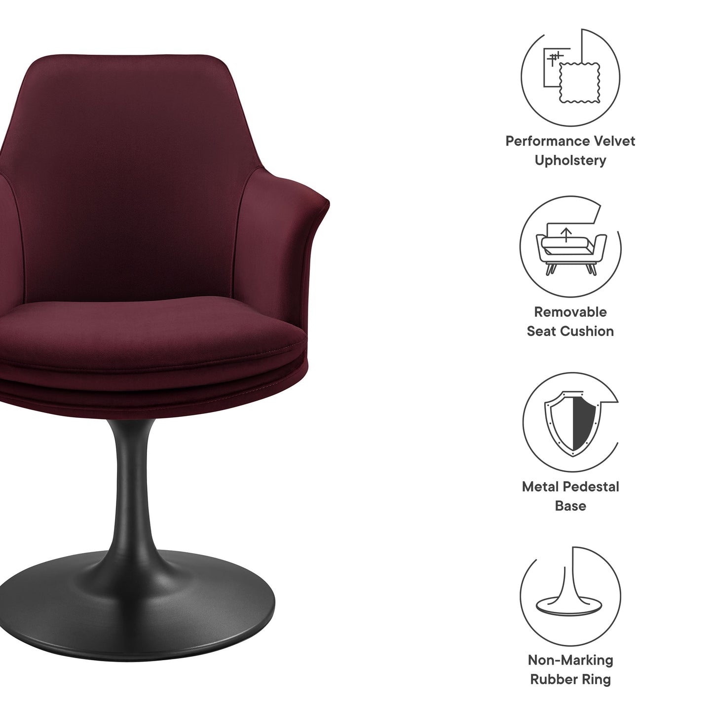 Lippa Performance Velvet Swivel Dining Armchair by Modway EEI-6957