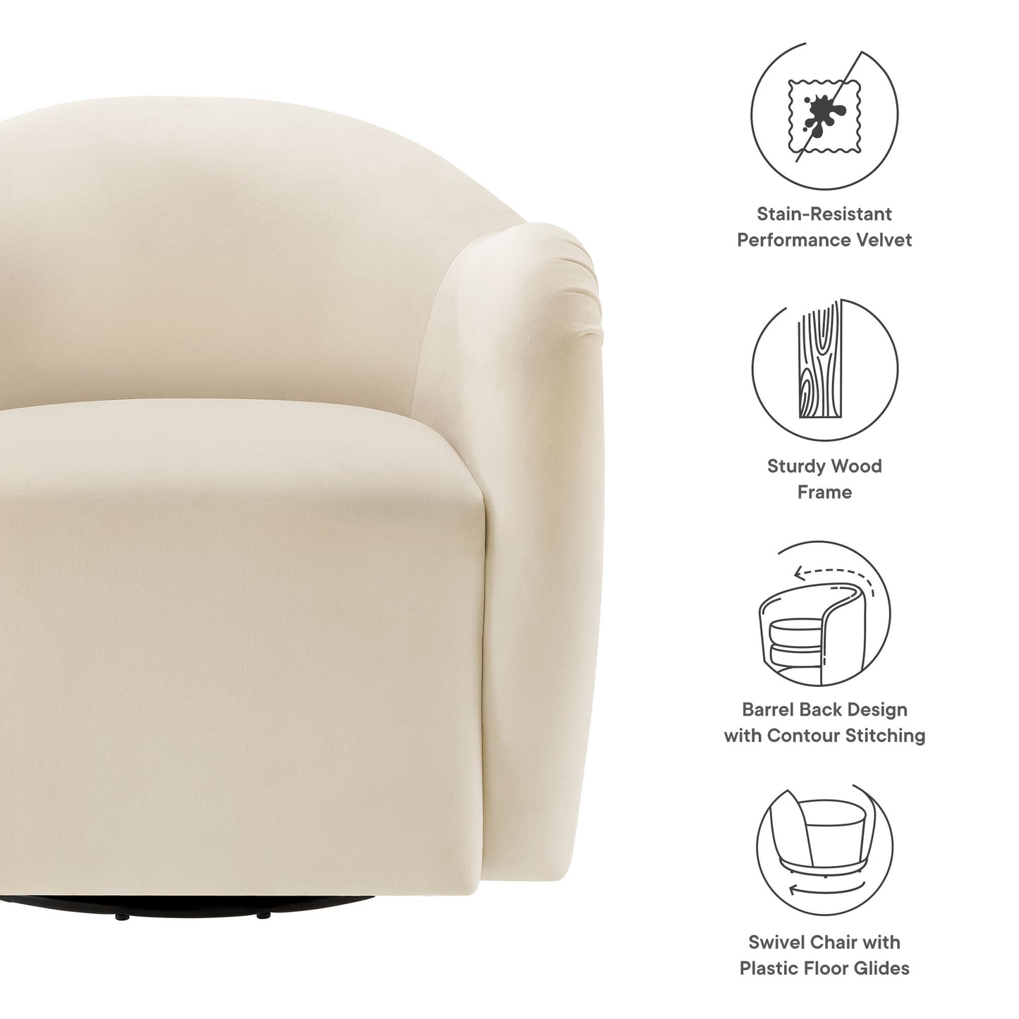 Compose Performance Velvet Swivel and Accent Chair by Modway