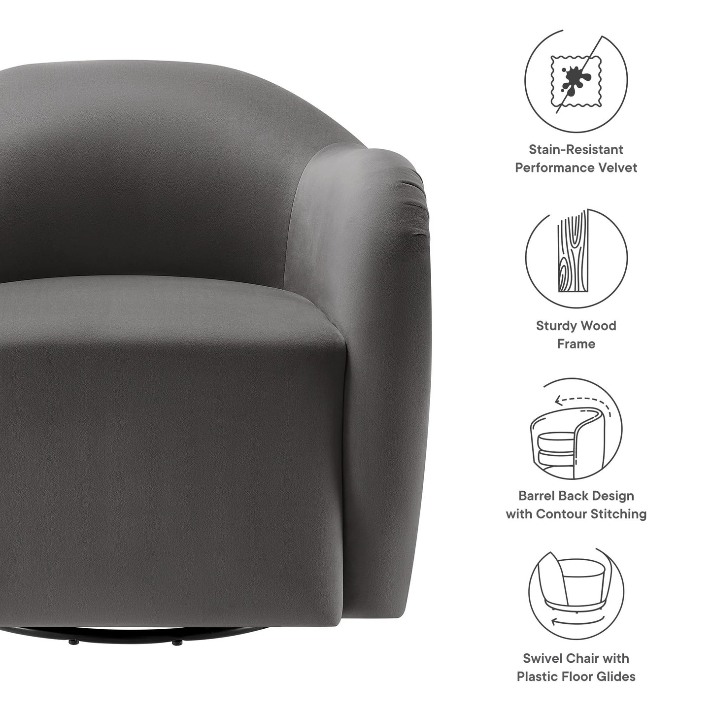 Compose Performance Velvet Swivel and Accent Chair by Modway