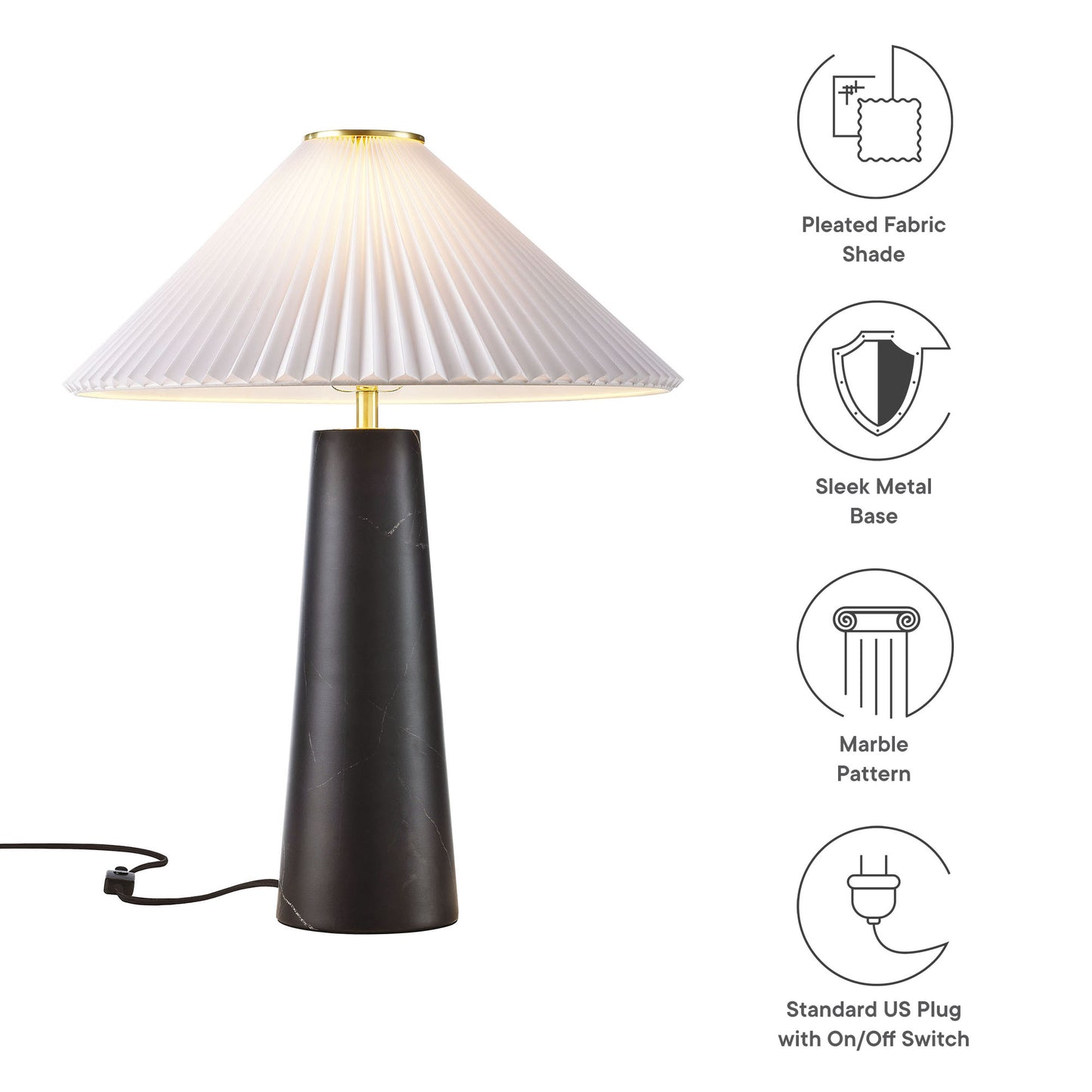 Nera Marble Table Lamp by Modway EEI-6963-BLK