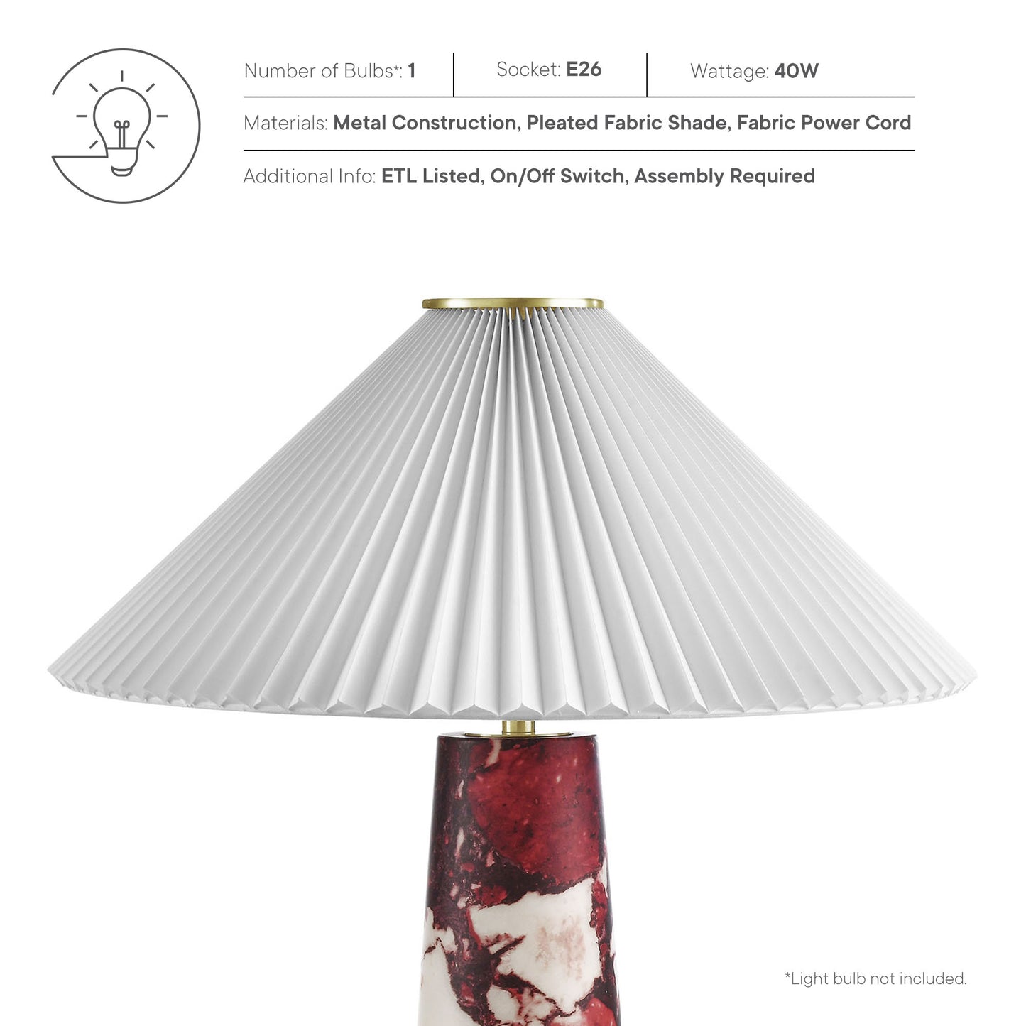 Nera Marble Table Lamp by Modway