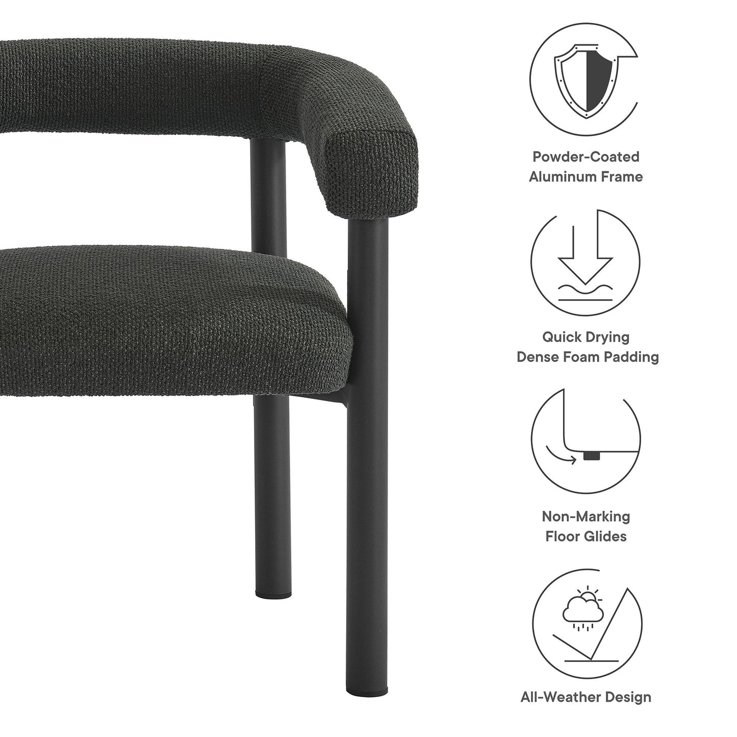 Nautica 7-Piece Rectangular Outdoor Patio Aluminum Dining Table and Chairs Set by Modway