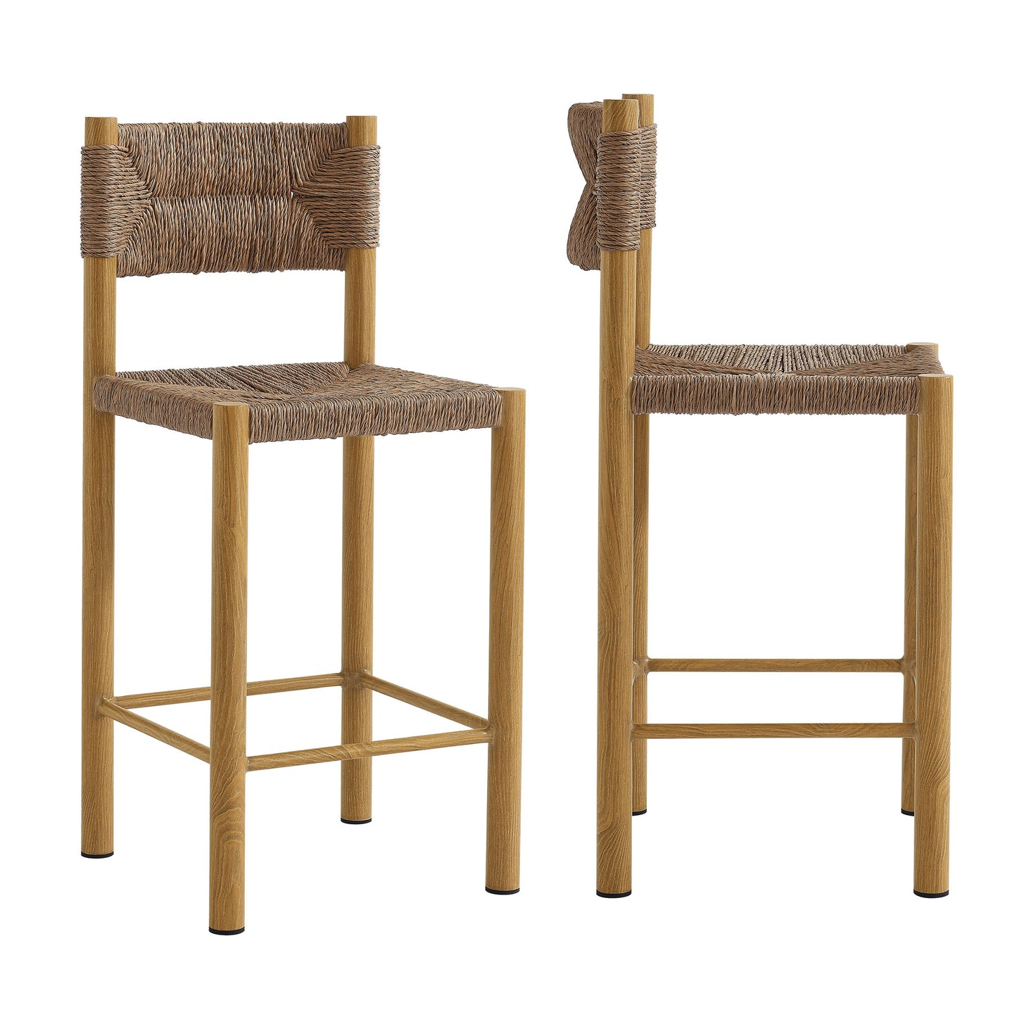 Parkland Outdoor Patio Rattan and Aluminum Stools Set of 2