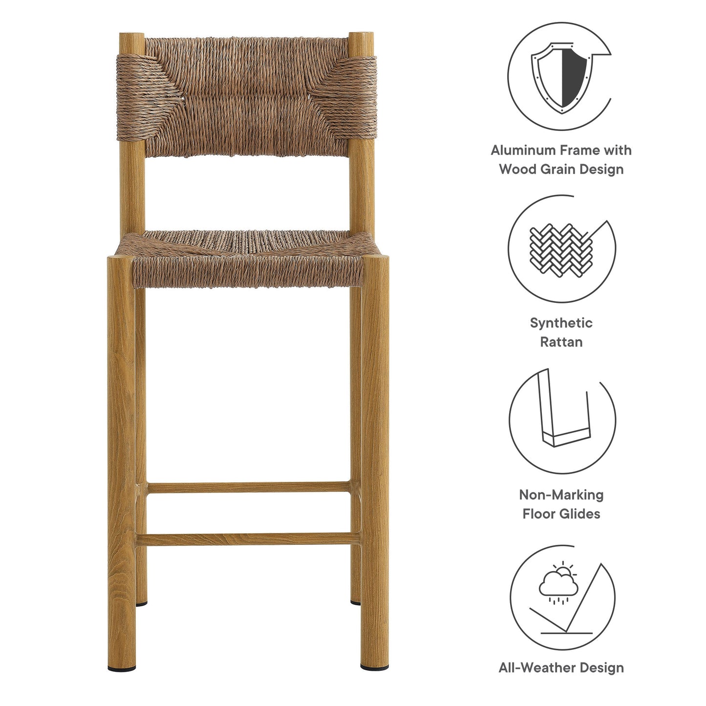 Parkland Outdoor Patio Rattan and Aluminum Stools Set of 2