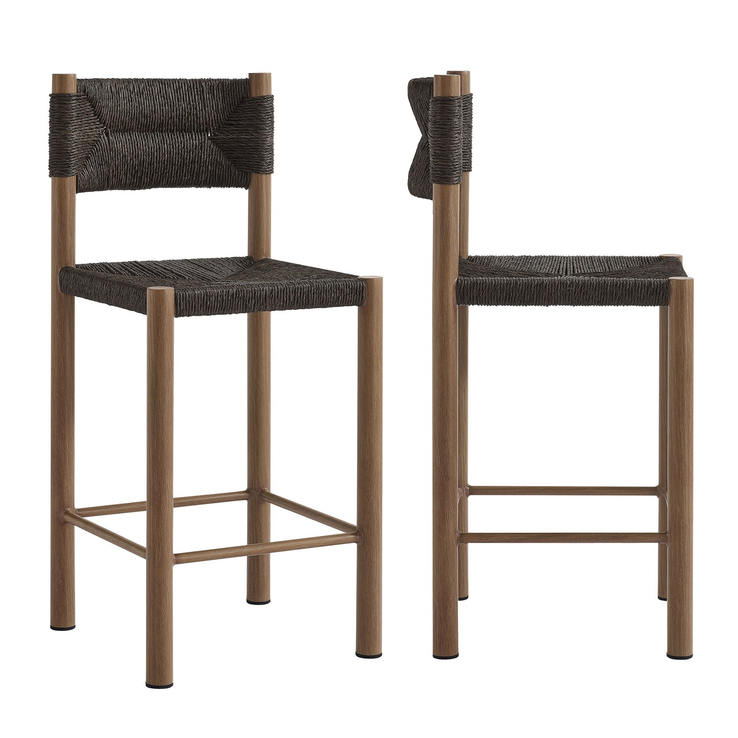 Parkland Outdoor Patio Rattan and Aluminum Stools Set of 2