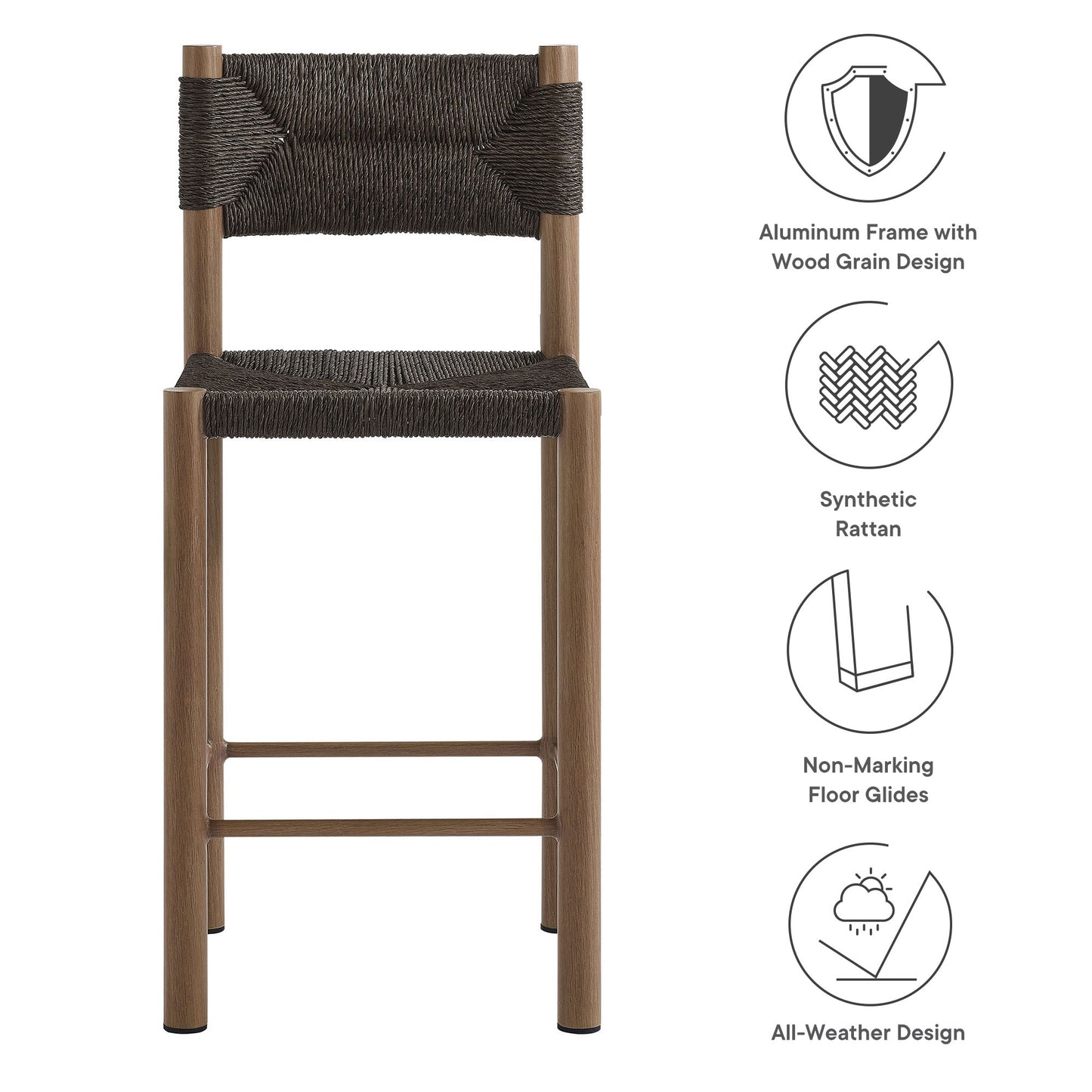 Parkland Outdoor Patio Rattan and Aluminum Stools Set of 2