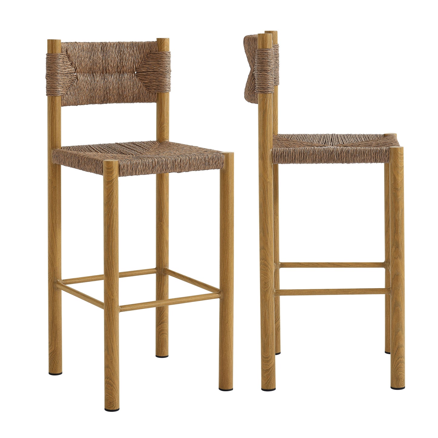 Parkland Outdoor Patio Rattan and Aluminum Stools Set of 2