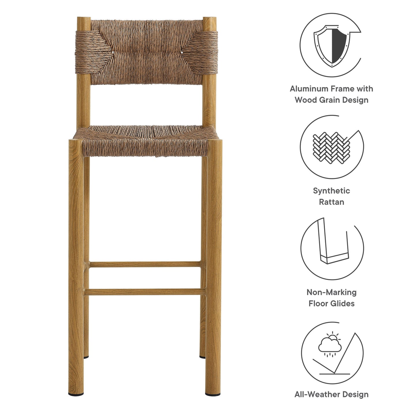 Parkland Outdoor Patio Rattan and Aluminum Stools Set of 2