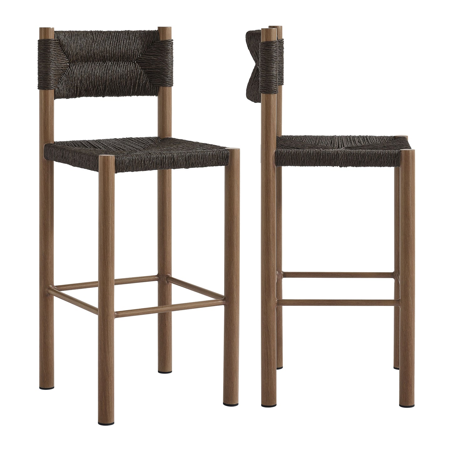 Parkland Outdoor Patio Rattan and Aluminum Stools Set of 2