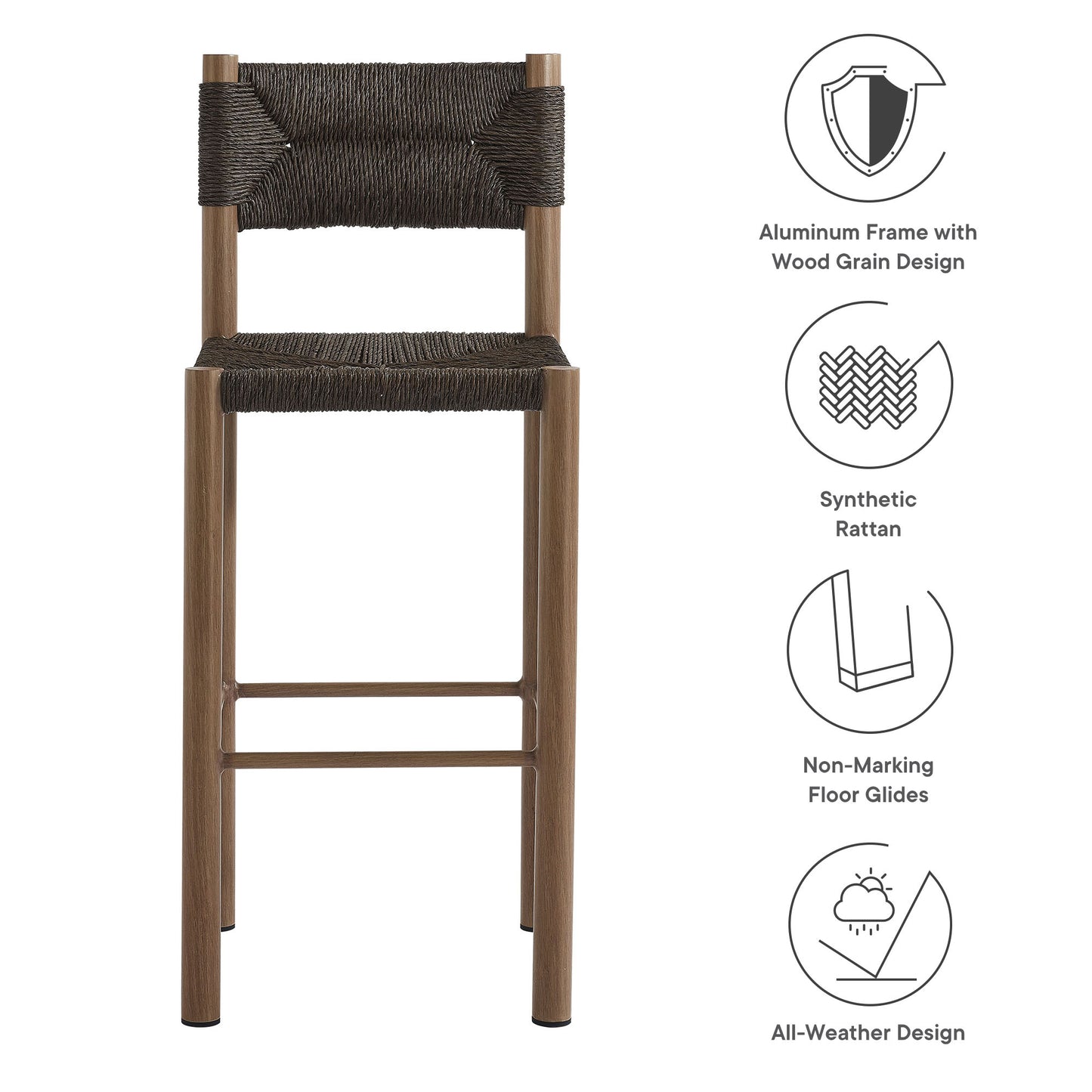 Parkland Outdoor Patio Rattan and Aluminum Stools Set of 2